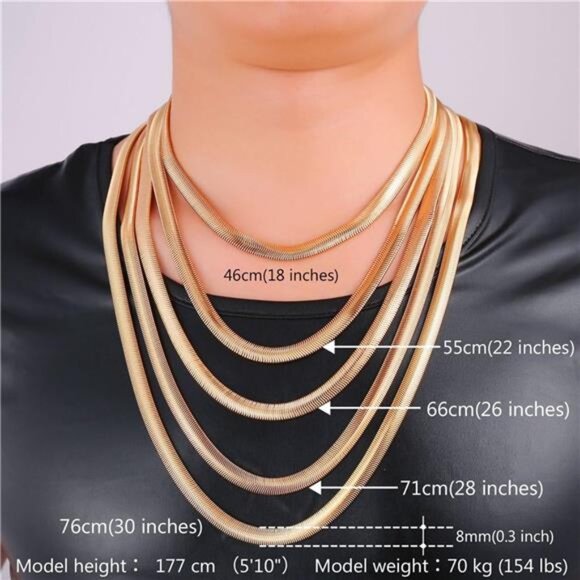 Cuban Link Chain for Men Women, Circle Chain, Snake Chain, Stainless Steel - Picture 2 of 8